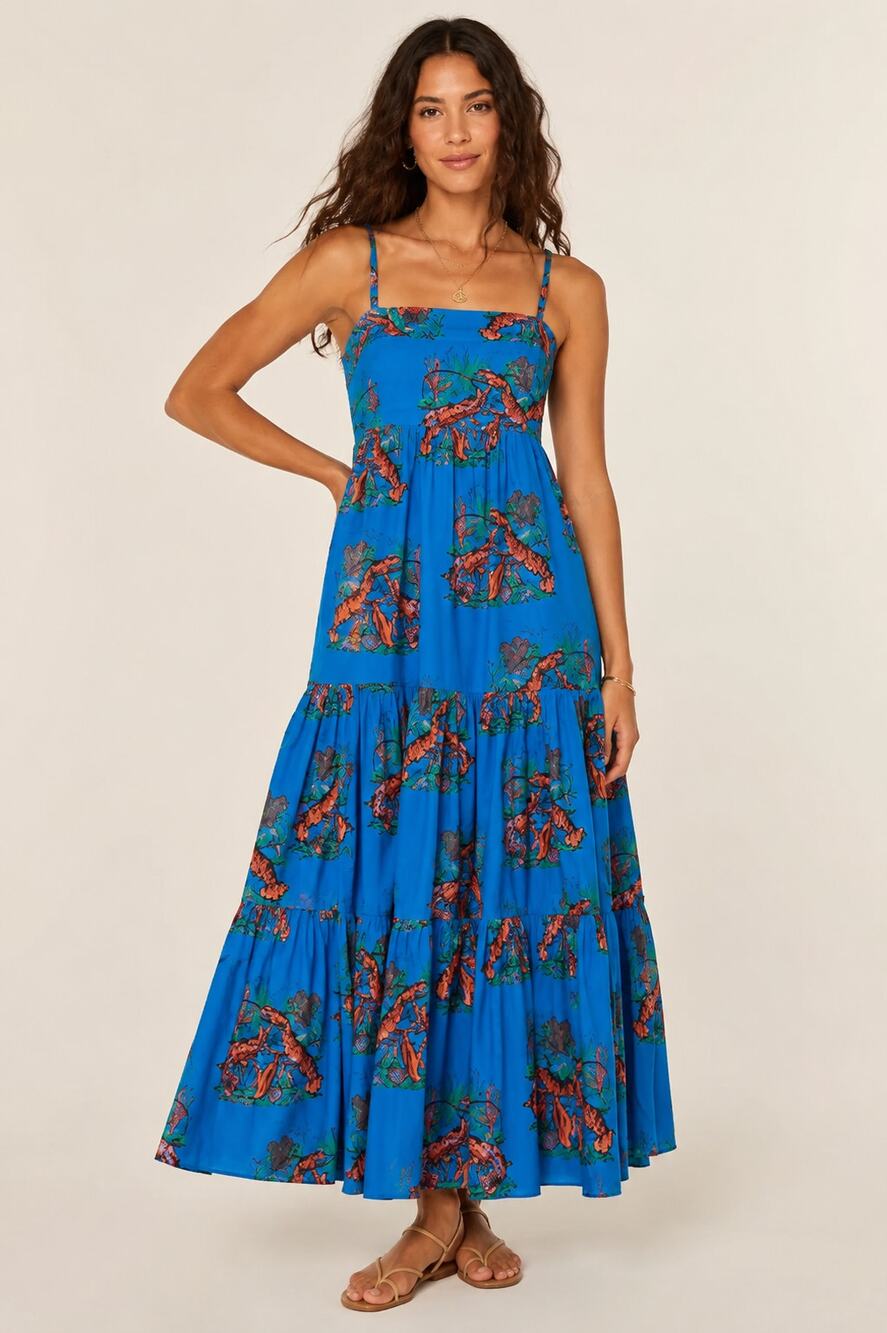 J.Crew Tiered Maxi Dress in a lobster print. --Size 2